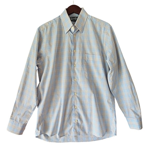 GITMAN BROS Plaid Button Down Shirt Long Sleeve Collared Light Blue Size M - Picture 1 of 7